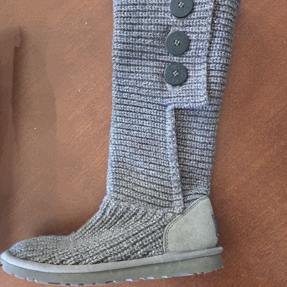 UGG Gray Knit Button Boots
